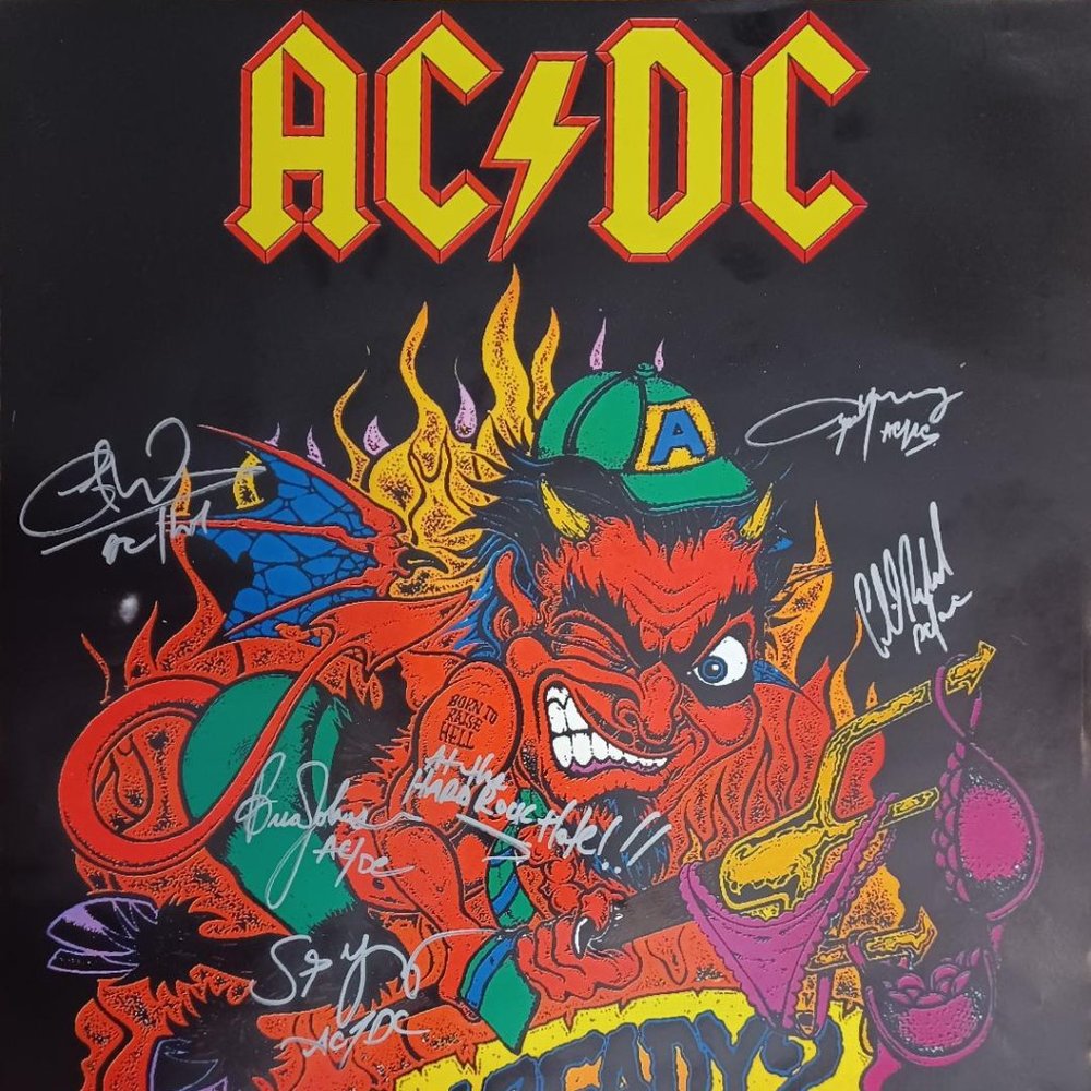 1990 AC/DC SIGNED Original Promotional Poster REPRODUCTION (RP)